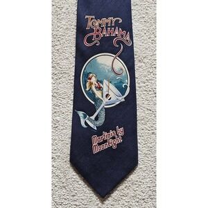 Tommy Bahama Mens Navy Silk Mermaid " Martinis by Moonlight " Necktie Tie